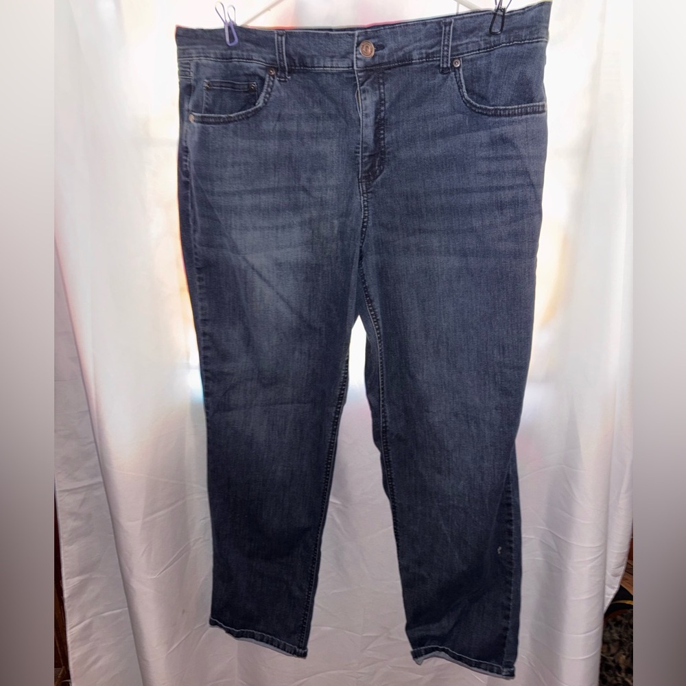 Terra & Sky Women’s Straight Leg Jeans - Dark Blue Wash